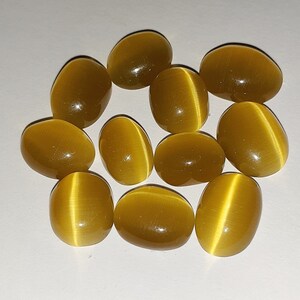 10 Stück Natürliche Katzen Augen Chrysoberyll Gelb Oval Cabochon Edelstein Lot