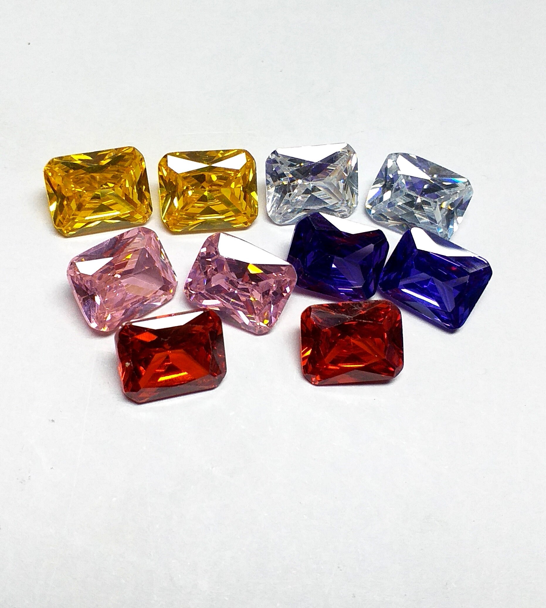 52.30 Cts 10 Pcs Natural Zircon Multi Color Emerald Shape 52.30 Cts 10 Pcs Natural Zircon Multi Color Emerald Shape