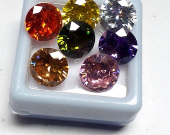 32 Cts 7 Stück Natürliche Zirkon Multi Farbe Runde Form Lose Edelstein Lot