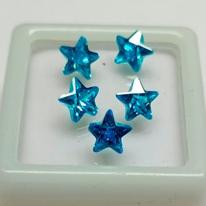 5.20 Cts 5 Stk. Blautopas Stern Schliff Lose Edelstein Lot Echte Blautopas Stern Form Lose Edelstein Lot Weihnachten, Neujahr Geschenke