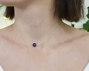 Minimalist Amethyst Necklace ∙ 14k Gold Fill, Sterling Silver, or 14k Rose Gold Fill Chain ∙ Dainty Crystal Necklace ∙ February Birthstone