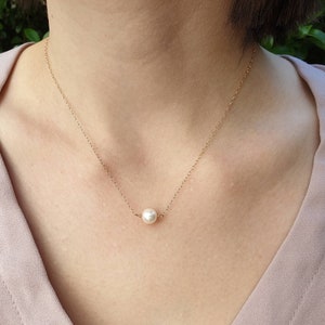 Simple Pearl Necklace ∙ Freshwater Pearl Necklace ∙ Gold Fill, Sterling Silver, Rose Gold Fill Chain ∙ Dainty Single Pearl Necklace