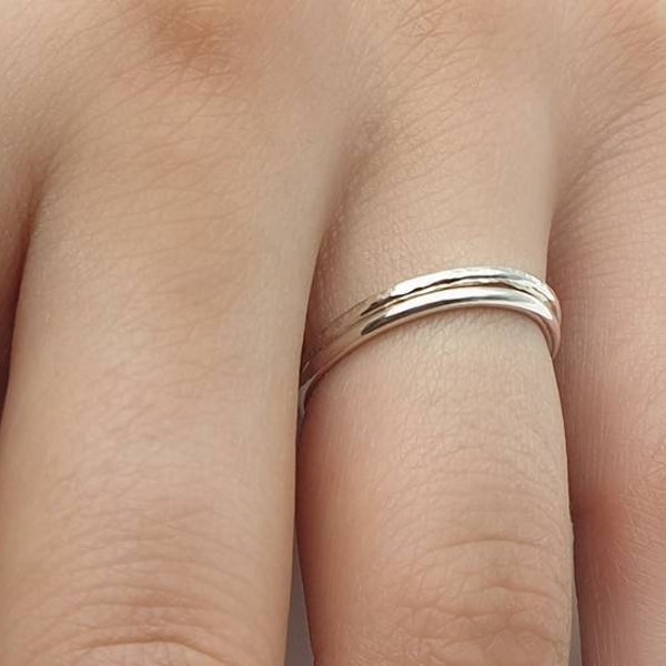 Dainty Sterling Silver Stacking Ring ∙ Hammered Or Smooth Silver Ring ∙ Thin Sterling Silver Ring ∙ Skinny Ring ∙ Hammered Stacking Ring