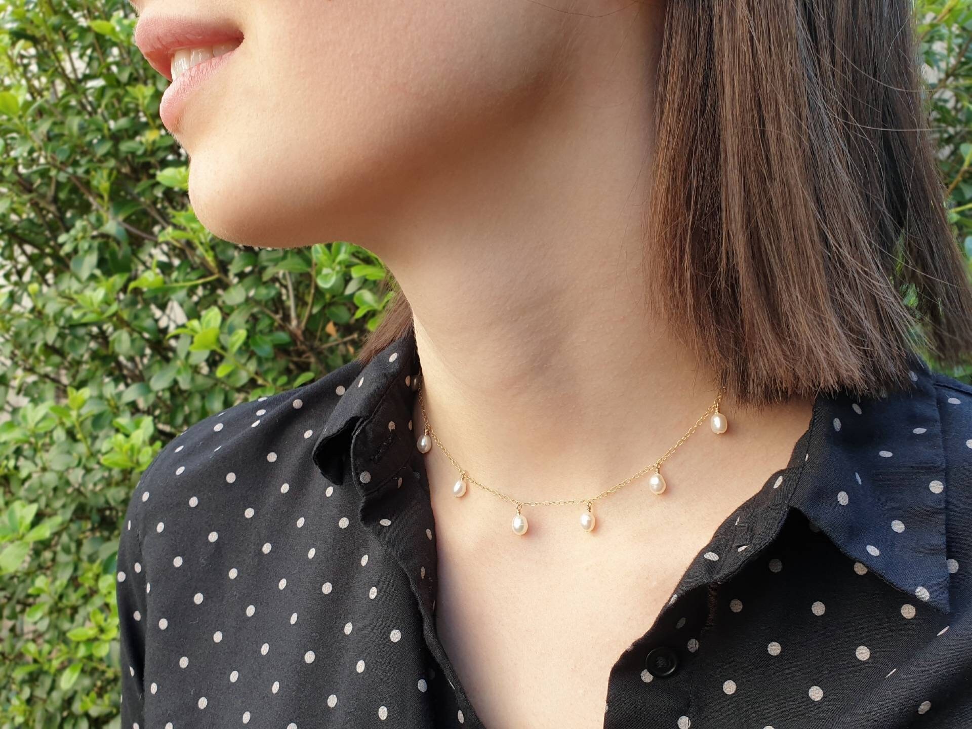 Dainty Pearl Choker Fresh Water Pearl Choker 14k Gold Fill, Sterling Silver,  14k Rose Gold Fill Minimalist Necklace June Birthstone 