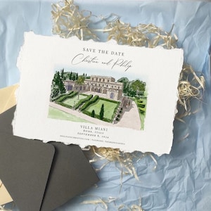 Custom Wedding Venue Illustration Invitation