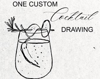 Eén aangepaste cocktailtekening | Op bestelling gemaakt cocktailpictogram | Cocktail clipart | SVG PNG-cocktail-illustraties