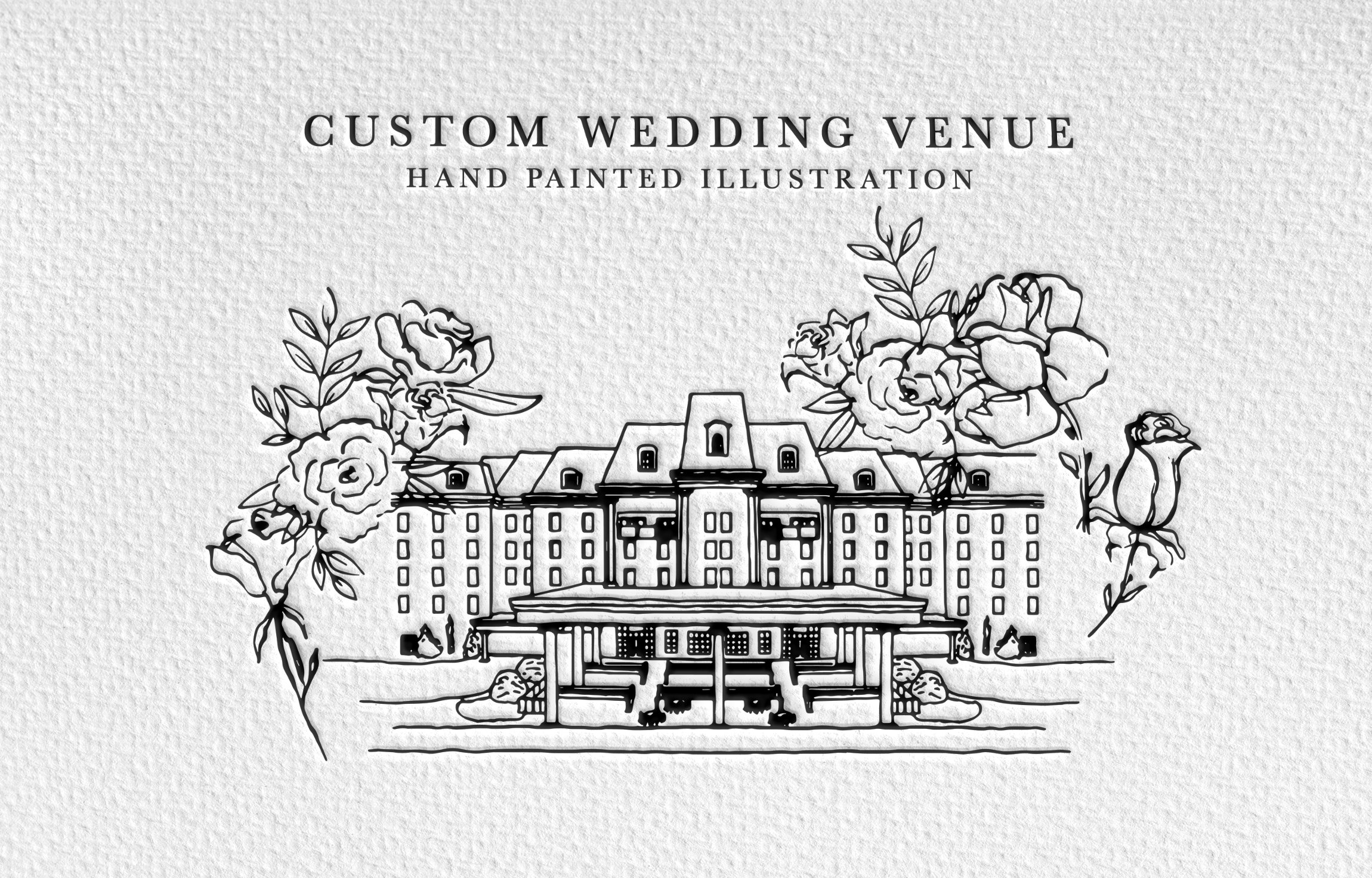 Hand Drawn Line Drawing, Custom Wedding Church, Venue Illustration ...