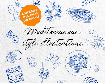 Mediterranean wedding party SVG PNG, Bachelorette party, bridal shower invitation, rehearsal dinner doodles, Greek hand-drawn illustration