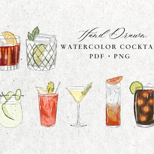 Aquarell Cocktails Aquarell Trink Illustration, PNG, Barkarte, Martini, Negroni, americano