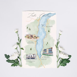 Individuell illustrierte Hochzeitskarte, Landkarte Hochzeit, Aquarell Karte, Save the date