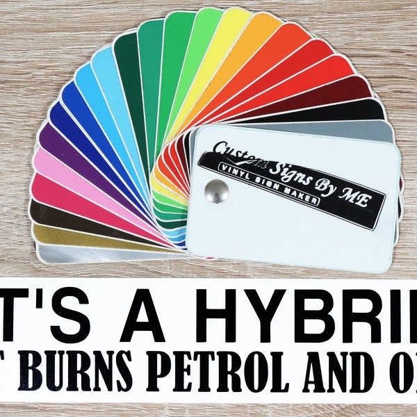 thumbnail image 2 of "It's A Hybrid: It Burns Gas And Oil" Funny Vinyl Decal - Bumper Sticker For Trucks & Outdoors 2 of 5