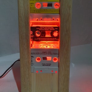 Handcrafted lamp, Table lamp, Cassette tape lamp, 90s lamp, Designer lamp