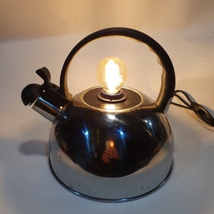 Handmade lamp, Table lamp, Kettle lamp, 80s lamp, Design lamp, Steel lamp