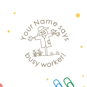 Personalised Teacher Stamps,busy worker stamp, Custom Teacher Stamps, Pre-inked Stamps, Xmas gift for teacher stamp, scarecrow stamps