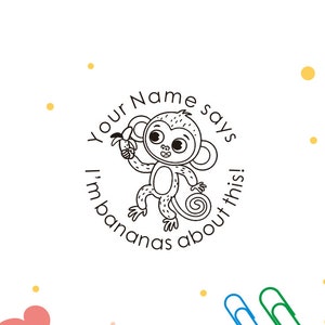 Personalisierte Lehrerstempel, Affe Stempel, ich bin Bananen darüber! Personalisierte Lehrerstempel, Vorgefärbte Stempel, Weihnachtsgeschenk für Lehrer