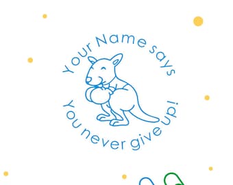 Personalised Teacher Stamps,You never give up, Custom Teacher Stamps, Pre-inked Stamps, Xmas gift for teacher stamp, kangaroo stamps