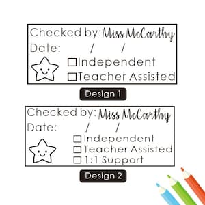 Personalisierter Lehrer-Stempel, geprüft von mit Lehrernamen Stempel, Lehrer-Belohnungs-Stempel, benutzerdefinierte selbstfärbende Stempel, Lehrer unterstützt