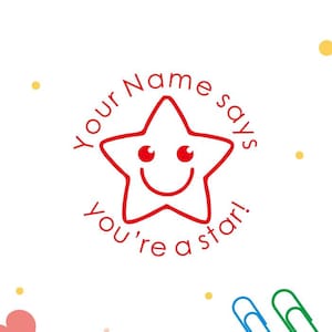 Sellos de profesor personalizados, Sello de estrella, Sellos de profesor personalizados, Sellos de pre-tinta, Sellos de regalo de maestro, Sellos de estrella de sonrisa de autoentintado personalizados