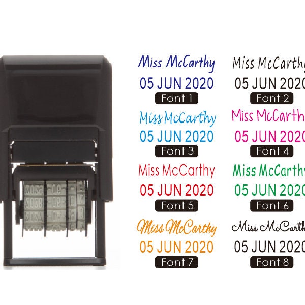 Personalised Teacher Date Stamps, Date and Name Stamps, adjust date Stamps, Custom Teacher Name Stamps, Custom Name and Date Stamps, Stamps