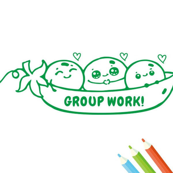 GROUP WORK stamp, pea stamps,custom teacher library stamps, stamps, library stamp