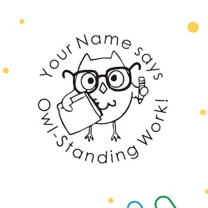 Gepersonaliseerde lerarenzegels, schattige uilstempels, aangepaste lerarenstempels, lerarencadeaustempels, aangepaste zelfinktende lerarenstempel, voorgeïnkte stempel