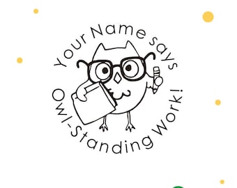 Personalised Teacher Stamps, Cute Owl Stamps, Custom Teacher Stamps, Teacher Gifts Stamps, Custom Self-inking Teacher Stamp, pre-inked stamp