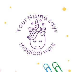 Gepersonaliseerde lerarenzegels, eenhoornzegels, aangepaste lerarenstempels, lerarencadeaustempels, aangepaste zelfinktzegels, magische stempels