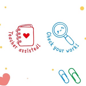 2 piezas / bolsa Sellos personalizados para maestros, Trabajo asistido por maestros, Verifique sus sellos de trabajo, regalos para maestros
