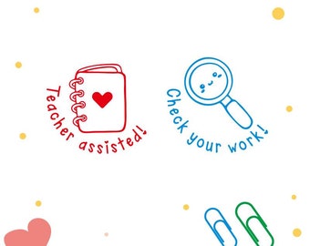 2 pcs/bag Personalised Teacher Stamps, Teacher Assisted work, Check your work stamps, teacher gifts