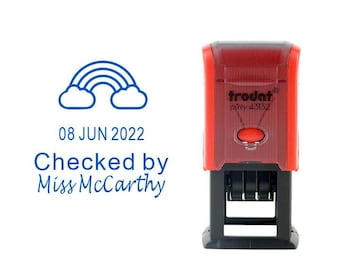Personalised Teacher stamps, Self-inking stamps, Checked by teacher stamps, Custom Name and Date Stamps, Sun Stamps