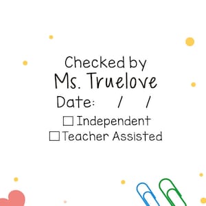 Personalised Teacher Stamps, Teacher Checked by Stamp, Checklist Stamps, Teacher Stamps, Teacher Gift Stamp, Teacher Checklist Stamps