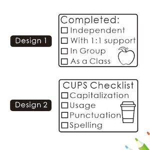 Gepersonaliseerde lerarenstempels, volledige stempel, checkliststempels, lerarenstempels, lerarencadeaustempel, lerarencheckliststempel, in groep