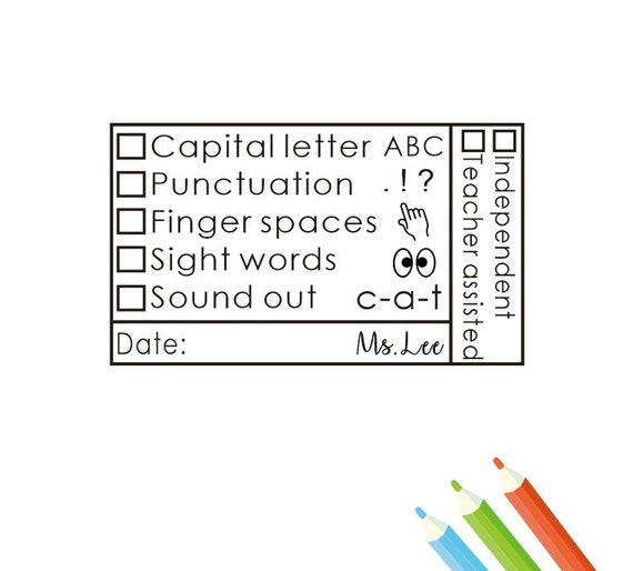 Teacher writing checklist stamp Personalized Teacher Stamp Selfinking