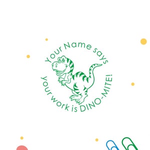 Carimbos personalizados para professores, selos DINO-MITE, selos personalizados para professores, selos para presentes de professores, carimbo autotintado para professores, carimbo pré-tintado