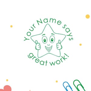 Timbres personnalisés pour enseignants, timbres d’étoile pouce levé, timbres personnalisés pour enseignants, timbres pré-encrés, timbres cadeaux pour enseignants, timbres personnalisés auto-encreurs
