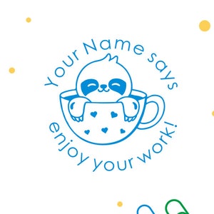 Personalised Teacher Stamps, sloth stamps, Custom Teacher Stamps, Teacher Gifts, Custom Self-inking Stamp, Animal Stamps