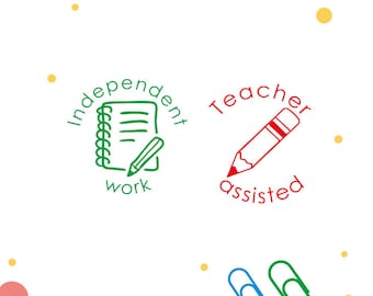 2 pcs/bag Personalised Teacher Stamps, Teacher Assisted work, independent work stamps, teacher gifts