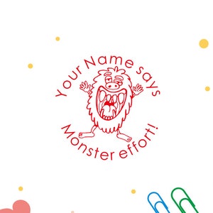 Personalised Teacher Stamps,Monster Effort Stamps, Custom Teacher Stamps, Pre-inked Stamps, Xmas gift for teacher stamp, teacher gift stamp