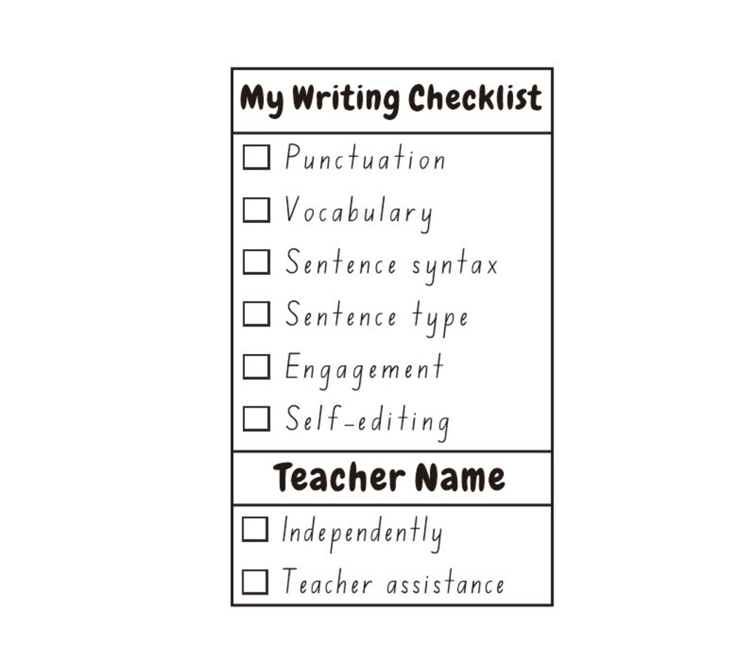 Custom Teacher Checklist Stamps, My Writing Checklist Stamps