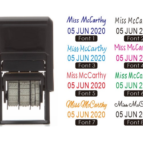 Personalized Teacher Date Stamps Date and Name Stamps Adjust Etsy