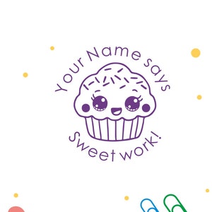 Selos de professor personalizados, carimbo de trabalho doce para cupcake, selos de professor personalizados, selos pré-tintados, selos de presentes de professores, carimbo autotintado