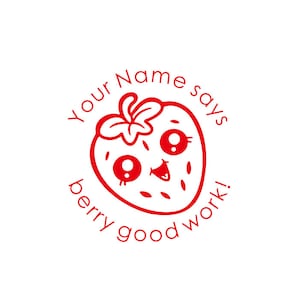 Personalisierte Lehrerstempel, süße Erdbeerstempel, kundenspezifische vorgefärbte Stempel, Lehrergeschenke, personalisierter Lehrerstempel, Kawaii Obststempel