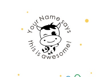 Personalised Teacher Stamps, Cow Stamp, Custom Teacher Stamps, Teacher Gifts Stamps, Custom Self-inking Teacher Stamp, this is awesome