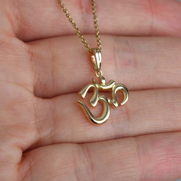 Solid Gold Pendant OM / Solid 14 K Gold Pendant/ Pendant OM / Shiva OM Necklace / Divine ohm Pendant