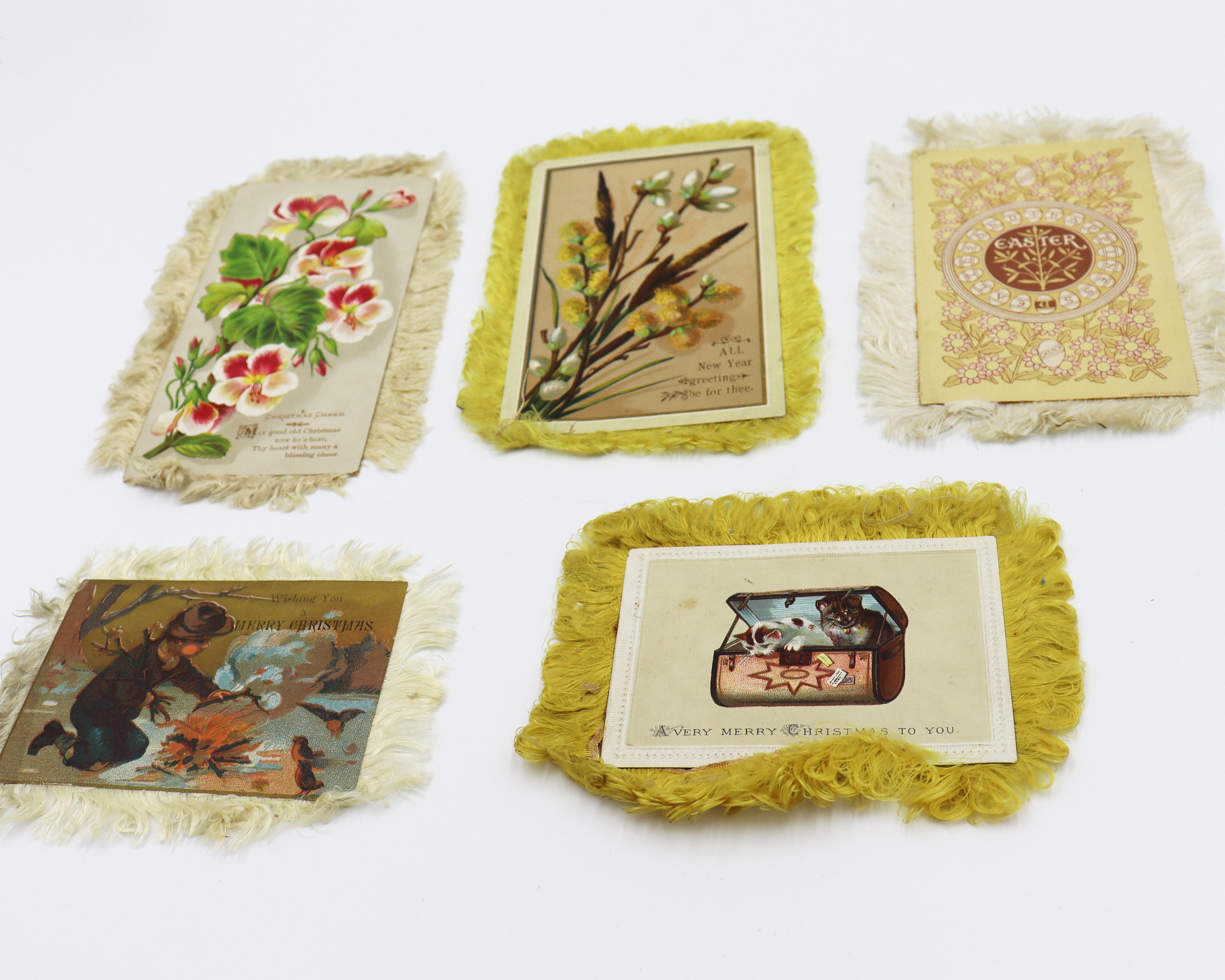 19th Century Victorian Postcards With Silk Fringe set of 5 L - Etsy Israel