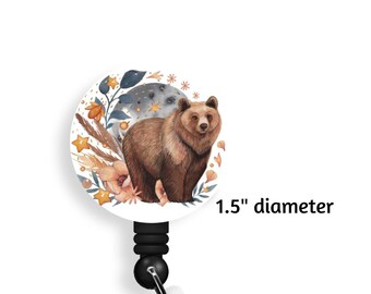 Night Bear badge reel, zipper pull or pin