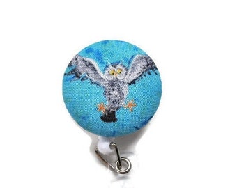 Crazy landing owl badge reel, nurse badge, badge clip, badge holder, retractable badge reel, Vet badge reel