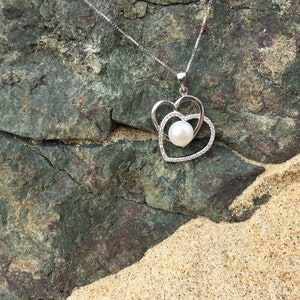 Silver Hearts and Pearl pendant
