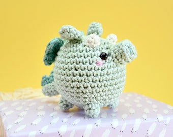 Peluche drago verde all'uncinetto, drago amigurumi