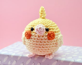 Peluche parrocchetto giallo all'uncinetto, uccello amigurumi